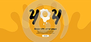404 error with fried egg on yellow background