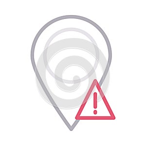 Error gps thin color line vector icon
