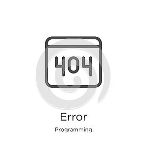 error icon vector from programming collection. Thin line error outline icon vector illustration. Outline, thin line error icon for