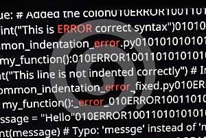Error Message on AI Code Screen with Binary Code