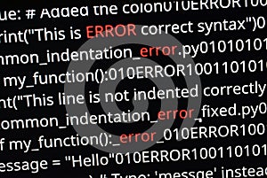 Error Message on AI Code Screen with Binary Code