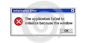 Error message on computer screen. System crash window.