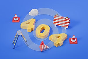 404 error message with construction tools