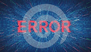 Error message displaying on digital binary code background