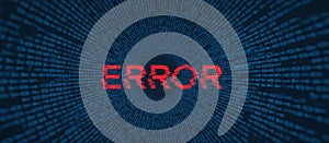 Error message displaying on digital binary code background