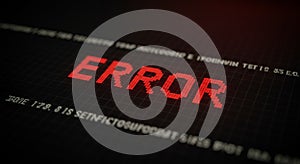 Error Message Glitching Red Text on Dark Screen System Failure, Warning, and Digital Display Concept
