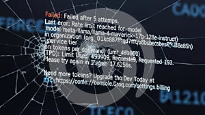 Error message screen isolated on white background