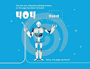 Error 404. Not found web site page with warning message. Vector template