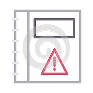 Error notebook thin color line vector icon