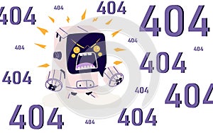 404 error page design. Web site problem, failure, website access denied concept.