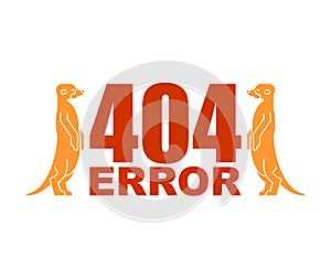 404 error page and Meerkats. Meerkat stand and wait. Small mongoose sign. Web page not found. vector illustration