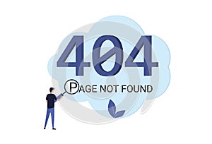 Error 404 or server, page not found. Template for web site, landing page