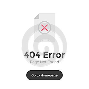 404 error page not found sign on white background. Template website warning message in flat style.