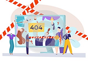 Error page, problem with flat internet and web warning, vector illustration. Website design failure concept, 404 at