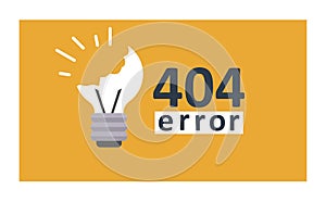 Error 404 page vector internet problem or web warning message webpage not found erroneously illustration funny set of