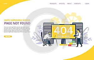 404 error page vector website landing page design template