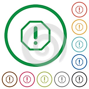 Error sign flat icons with outlines