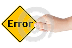Error sign with hand photo