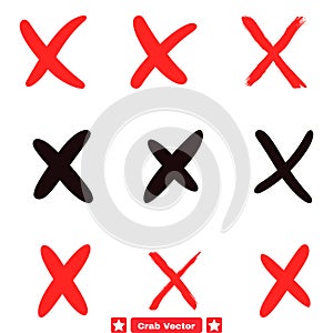 Error Sign Vector Collection  Cross Icons as Symbols of Misjudgment, Mistakes, and Wrongness photo