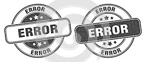 Error stamp. error label. round grunge sign