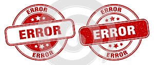 Error stamp. error label. round grunge sign