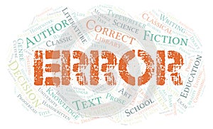 Error typography word cloud create with the text only