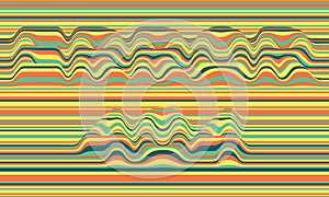 Error 404. Vector striped background. Abstract color waves. Sound wave oscillation. Funky curled lines.