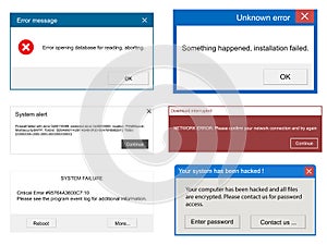 Error warning message. Vector Illustration. Modern user interface