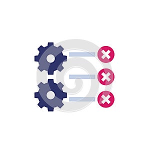 errors in process icon with gears