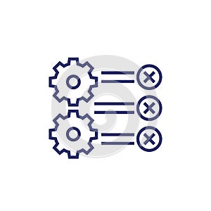 errors in process line icon with gears