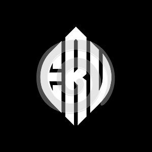 ERU circle letter logo design with circle and ellipse shape. ERU ellipse letters with typographic style. The three initials form a
