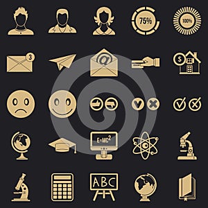 Erudite icons set, simple style