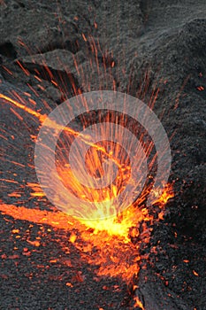 Eruptin in the lava lake