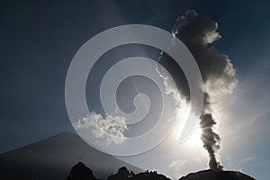 Erupting Santiaguito with Santa Maria Volcano photo