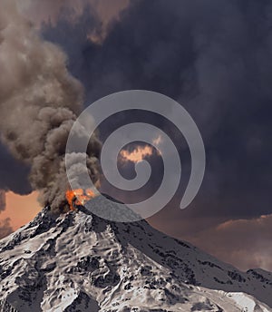 Erupting of volcano