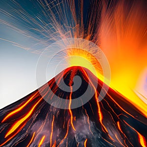 Erupting volcano created using generative AI photo