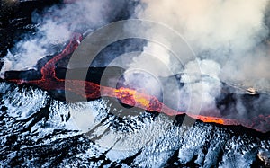 Erupting volcano in Iceland photo