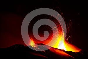 Eruption of active volcano photo