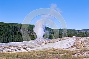 Eruption of Old Faithful geyser at Yellowstone national park