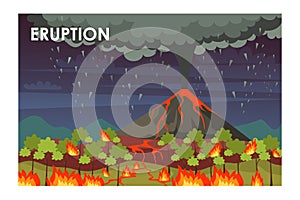 Eruption process flat vector illustration