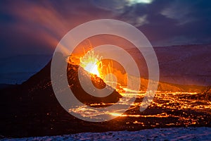 The eruption site of Geldingadalir in Fagradalsfjall mountain on Reykjanes in Iceland photo