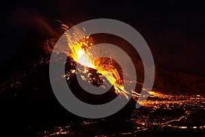 The eruption site of Geldingadalir in Fagradalsfjall mountain on Reykjanes in Iceland photo