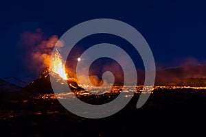 The eruption site of Geldingadalir in Fagradalsfjall mountain on Reykjanes in Iceland photo