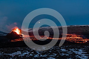 The eruption site of Geldingadalir in Fagradalsfjall mountain on Reykjanes in Iceland photo