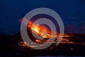 The eruption site of Geldingadalir in Fagradalsfjall mountain on Reykjanes in Iceland photo