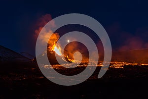 The eruption site of Geldingadalir in Fagradalsfjall mountain on Reykjanes in Iceland photo