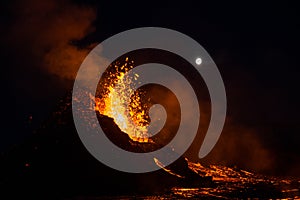 The eruption site of Geldingadalir in Fagradalsfjall mountain on Reykjanes in Iceland photo