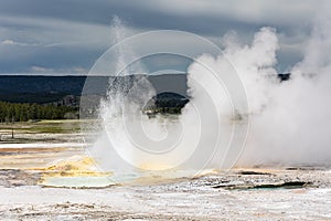 Eruption of Spasm Geyser at Yellowstone Natioanl Park, Wyoming, USA