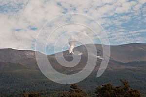 Eruption of Te Maari craters at Mount Tongariro. Tongariro crossing