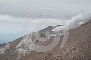 Eruption of Te Maari craters at Mount Tongariro. Tongariro crossing